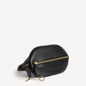 Balenciaga​ Bolero Bowling Bag Mini in black smooth calfskin and plum nappa lambskin lining with aged-gold hardware - Image 4