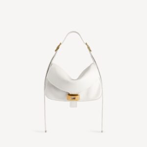 Balenciaga icca Shoulder Bag Medium in white snow Arena lambskin with aged-gold hardware