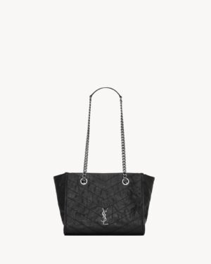 Saint Laurent Niki Large Black Crinkled Leather Gold Hardware
