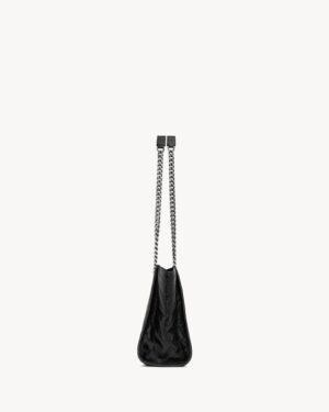 Saint Laurent Niki Large Black Crinkled Leather Gold Hardware - Image 4