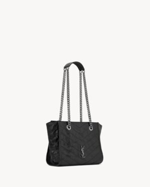 Saint Laurent Niki Large Black Crinkled Leather Gold Hardware - Image 5