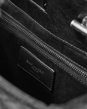 Saint Laurent Niki Large Black Crinkled Leather Gold Hardware - Image 6