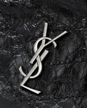 Saint Laurent Niki Large Black Crinkled Leather Gold Hardware - Image 7