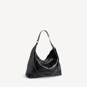 Balenciaga Le City Hobo Bag Medium in black Arena lambskin, brass hardware - Image 3