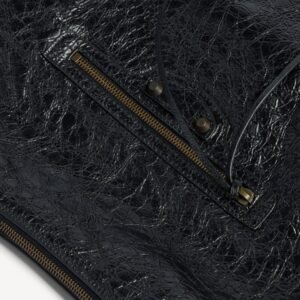 Balenciaga Le City Hobo Bag Medium in black Arena lambskin, brass hardware - Image 7