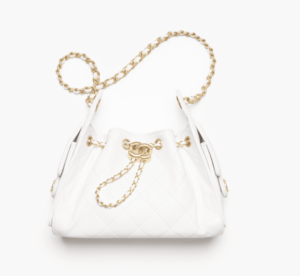 CHANEL 25 Mini Handbag Grained Calfskin & Gold-Tone Metal White