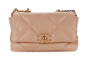 Chanel 19 Medium Beige Lambskin Two-Tone Hardware