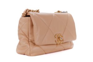 Chanel 19 Medium Beige Lambskin Two-Tone Hardware - Image 3