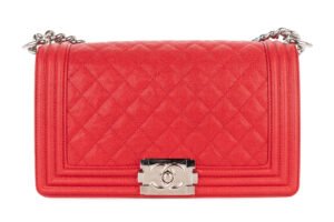 Chanel Boy Bag Medium Red Caviar Silver Hardware