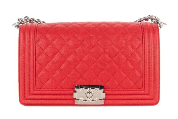 Chanel-Boy-Bag-Medium-Red-Caviar-Silver-Hardware-1