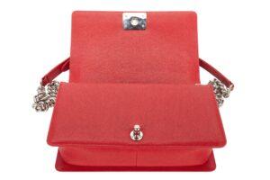 Chanel Boy Bag Medium Red Caviar Silver Hardware - Image 9