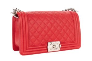 Chanel Boy Bag Medium Red Caviar Silver Hardware - Image 3