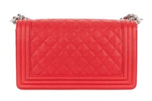 Chanel Boy Bag Medium Red Caviar Silver Hardware - Image 4