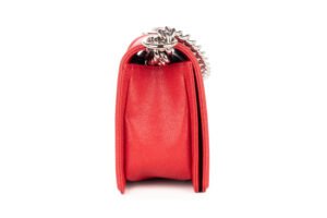 Chanel Boy Bag Medium Red Caviar Silver Hardware - Image 6