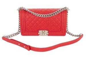 Chanel Boy Bag Medium Red Caviar Silver Hardware - Image 8
