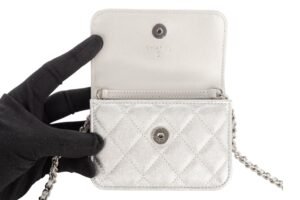 Chanel Chain Belt Bag Crystal Quilted Star Mini Metallic Lambskin Silver Hardware - Image 8