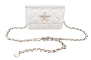 Chanel Chain Belt Bag Crystal Quilted Star Mini Metallic Lambskin Silver Hardware - Image 9