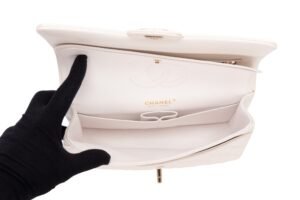 Chanel Classic Medium Flap Caviar White Gold Hardware - Image 9