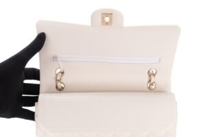 Chanel Classic Medium Flap Caviar White Gold Hardware - Image 8