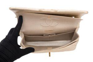 Chanel Classic Medium Flap Iridescent Gold Metallic Goatskin Gold Hardware - Image 11