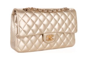 Chanel Classic Medium Flap Iridescent Gold Metallic Goatskin Gold Hardware - Image 3