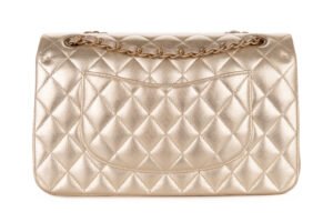 Chanel Classic Medium Flap Iridescent Gold Metallic Goatskin Gold Hardware - Image 4