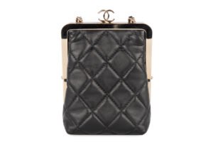 Chanel Kiss Plexi Clutch With Chain Black Lambskin Gold Hardware