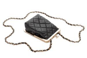 Chanel Kiss Plexi Clutch With Chain Black Lambskin Gold Hardware - Image 9