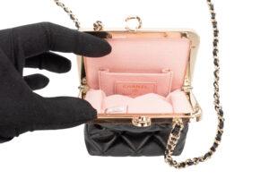 Chanel Kiss Plexi Clutch With Chain Black Lambskin Gold Hardware - Image 10