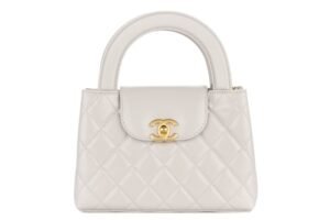 Chanel Matelasse Small Kelly Tote Light Grey Calfskin Gold Hardware