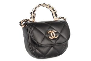Chanel Micro Top Handle CC Pearl Black Lambskin Gold Hardware - Image 3