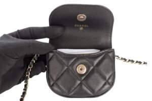 Chanel Micro Top Handle CC Pearl Black Lambskin Gold Hardware - Image 8
