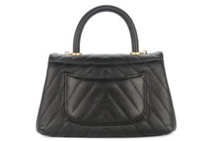 Chanel Mini Coco Top Handle Black Caviar Chevron Gold Hardware - Image 4