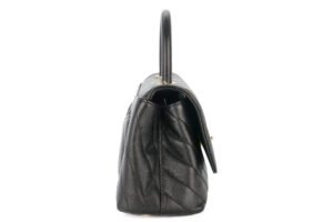 Chanel Mini Coco Top Handle Black Caviar Chevron Gold Hardware - Image 6