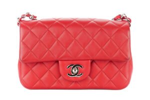 Chanel Mini Rectangular Classic Flap Red Lambskin Quilted Silver Hardware