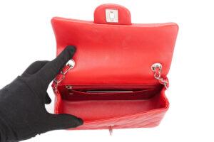 Chanel Mini Rectangular Classic Flap Red Lambskin Quilted Silver Hardware - Image 8