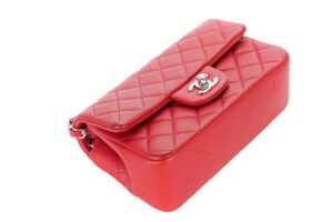 Chanel Mini Rectangular Classic Flap Red Lambskin Quilted Silver Hardware - Image 9