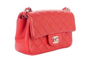 Chanel Mini Rectangular Classic Flap Red Lambskin Quilted Silver Hardware - Image 3