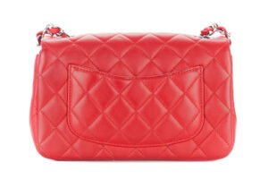 Chanel Mini Rectangular Classic Flap Red Lambskin Quilted Silver Hardware - Image 4