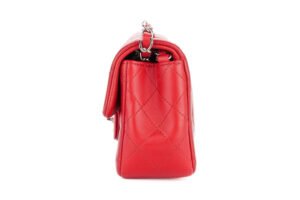 Chanel Mini Rectangular Classic Flap Red Lambskin Quilted Silver Hardware - Image 5
