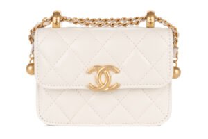 Chanel Mini Trendy CC With Chain White Lambskin Gold Hardware