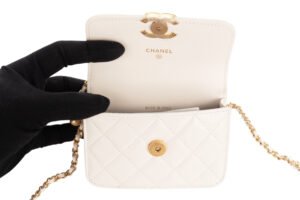 Chanel Mini Trendy CC With Chain White Lambskin Gold Hardware - Image 8