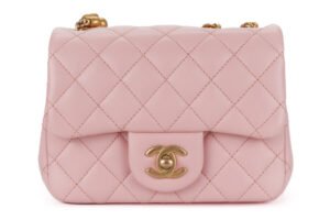 Chanel Pink Mini Square Flap Gold Hardware