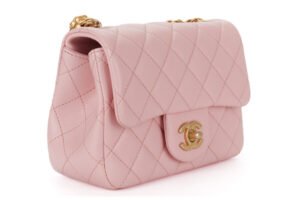 Chanel Pink Mini Square Flap Gold Hardware - Image 3