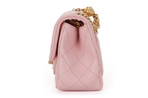 Chanel Pink Mini Square Flap Gold Hardware - Image 5