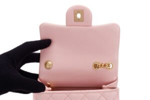 Chanel Pink Mini Square Flap Gold Hardware - Image 6