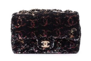 Chanel Sequin Logo Small Flap Bag Light Gold Hardware