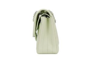 Chanel Small Classic Double Flap Mint Green Chevron Lambskin Silver Hardware - Image 5
