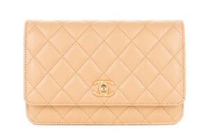 Chanel Wallet On Chain Beige Lambskin Gold Hardware