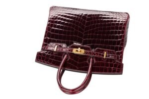 Hermès Birkin 25 Bordeaux Shiny Crocodile Gold Hardware - Image 8